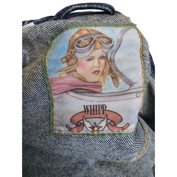 WHIPP Acid Wash Denim Jacket Size Medium Retro Look Oversized Heavy - Picture 9 of 13